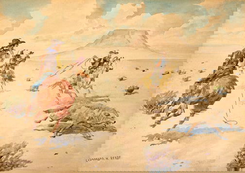 Leonard Howard Reedy (1899-1956) - "Cowboys Chasing off a Coyote" (1 of 1)