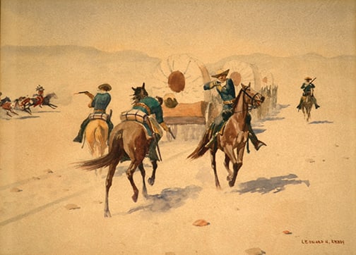 Leonard Howard Reedy (1899-1956) - "Wagon Train Under Attack" (1 of 1)