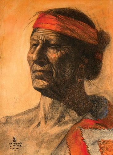 Hernando Villa (1881-1952) - "Portrait of a Native American Man" (1 of 3)
