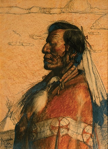 Hernando Villa (1881-1952) - "Portrait of a Sioux Brave" (1 of 3)
