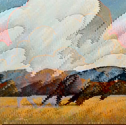 Greg Erway - "Under the Great Sky": oil on board Click on Auction Details for buyer's premium info and other terms and conditions.