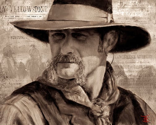Theresa Ruby - "The Cowboy": mixed media Click on Auction Details for buyer's premium info and other terms and conditions.