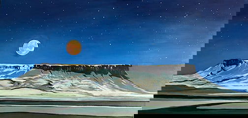 Jackie Van Heel - "Moonlight on the Butte": acrylic Click on Auction Details for buyer's premium info and other terms and conditions.