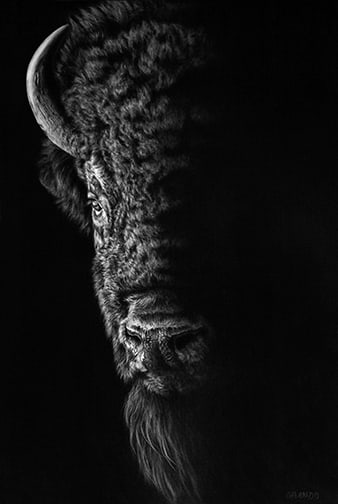 Crystal Orlando - "Divine Encounter": charcoal on canvas Click on Auction Details for buyer's premium info and other terms and conditions.