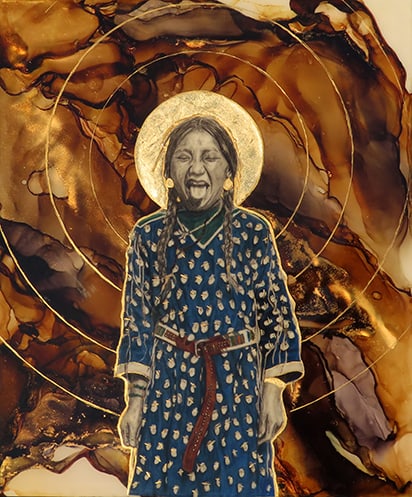 Monica Gilles-BringsYellow - "Sarah Grandmother's Knife": mixed media Click on Auction Details for buyer's premium info and other terms and conditions.