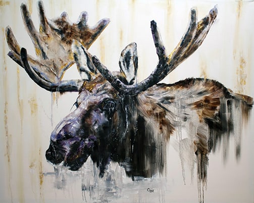 Cheri Dyk - "Splashing with Splendor": oil, 24k gold leaf Click on Auction Details for buyer's premium info and other terms and conditions.