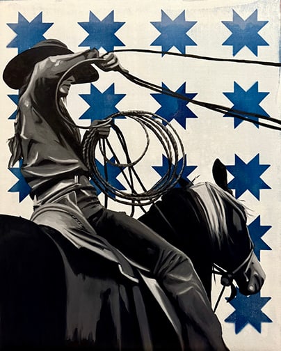 Kate Oltmann - "Pattern of the Plains": cyanotype, oil Click on Auction Details for buyer's premium info and other terms and conditions.