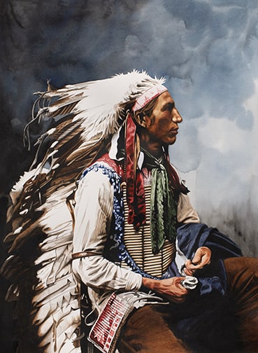 Alicia Vineyard - "Lakota Chief": watercolor Click on Auction Details for buyer's premium info and other terms and conditions.