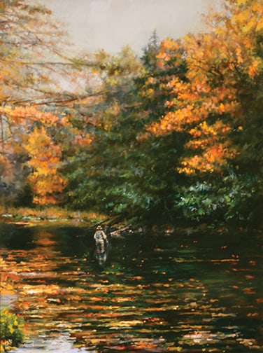 Shirley Cleary - "Golden Autumn": oil on canvas Click on Auction Details for buyer's premium info and other terms and conditions.