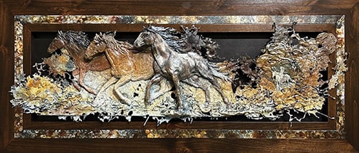 C.M. "Chip" Jones - "Dapples, Dust & Dreams": splashed bronze, 2 of 12 numbered casts Click on Auction Details for buyer's premium info and other terms and conditions.