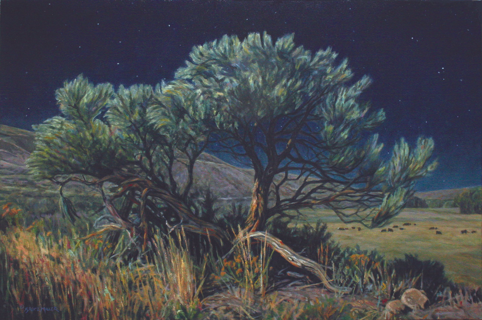 Bruce Miller - "Moonlight on the West": oil Click on Auction Details for buyer's premium info and other terms and conditions.