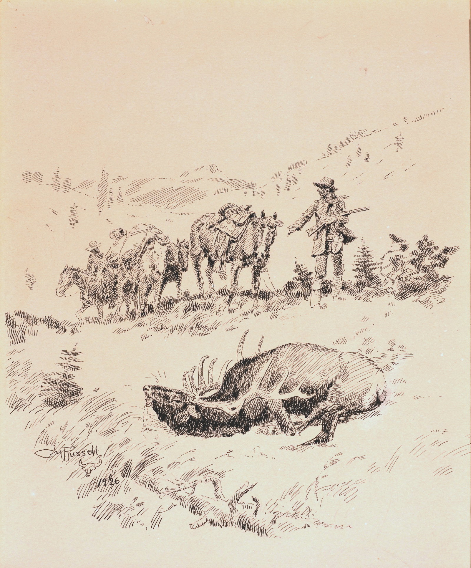 Charles M. Russell (1864-1926) - "The Elk Hunt" (1 of 1)