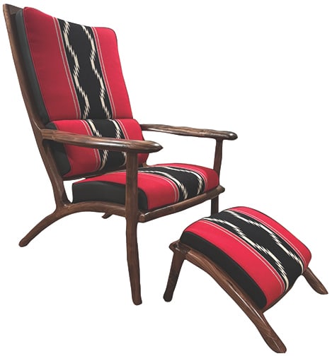 Steve Henneford - "Sapphire Chair and Ottoman": walnut, Pendleton wool blanket Click on Auction Details for buyer's premium info and other terms and conditions.