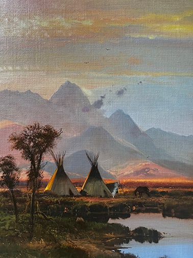 Nicholas Coleman - "Wind River Camp": oil Click on Auction Details for buyer's premium info and other terms and conditions.