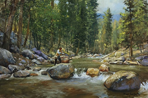 Brett James Smith - "On Rainbow Creek": Member of the Russell Skull Society of Artists br>oil on canvas Click on Auction Details for buyer's premium info and other terms and conditions.
