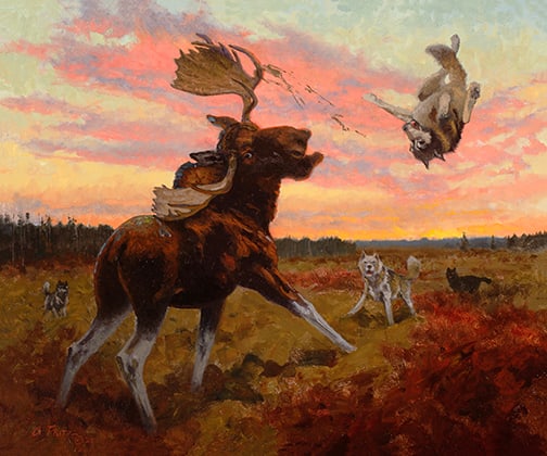 Charles Fritz - "Outnumbered, but not Outgunned": Member of the Russell Skull Society of Artists br>oil Click on Auction Details for buyer's premium info and other terms and conditions.