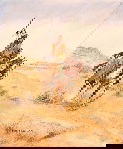 Olaf C. Seltzer (1877-1957) - "Indian Scout": watercolor Signature: lower left Provenance: Private Collection, MT Click on Auction Details for buyer's premium info and other terms and conditions.