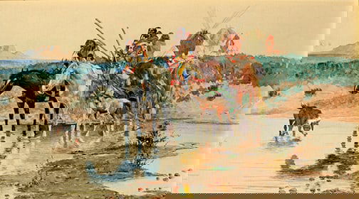 Olaf C. Seltzer (1877-1957) - "Camp Movers Pause": watercolor on paper Signature: lower right Provenance: The Artist;John Watson;Dick Flood;[Coeur d' Alene Art Auction, 2007];Private Collection, NM Click on Auction Details for buyer's premium