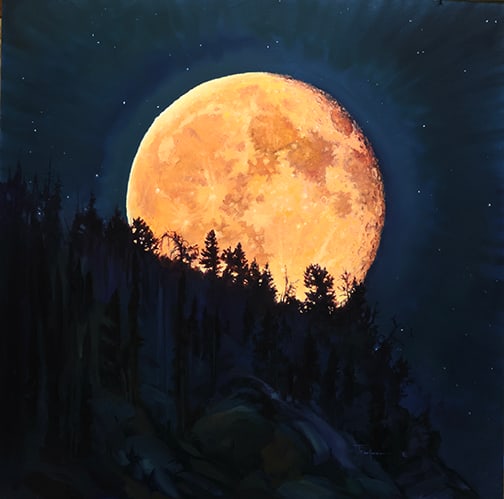Ty Barhaug - "Blood Moon": oil Click on Auction Details for buyer's premium info and other terms and conditions.