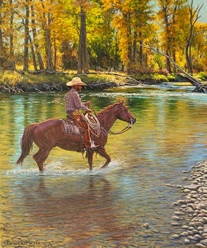 Bruce Pierce - "Colorful Commute": oil on linen Click on Auction Details for buyer's premium info and other terms and conditions.