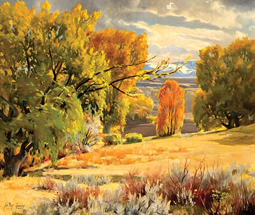 LeRoy Greene (1893-1974) - "Autumn Glow": 1946, oil Signature: lower left Provenance: Private Collection, CO Click on Auction Details for buyer's premium info and other terms and conditions.