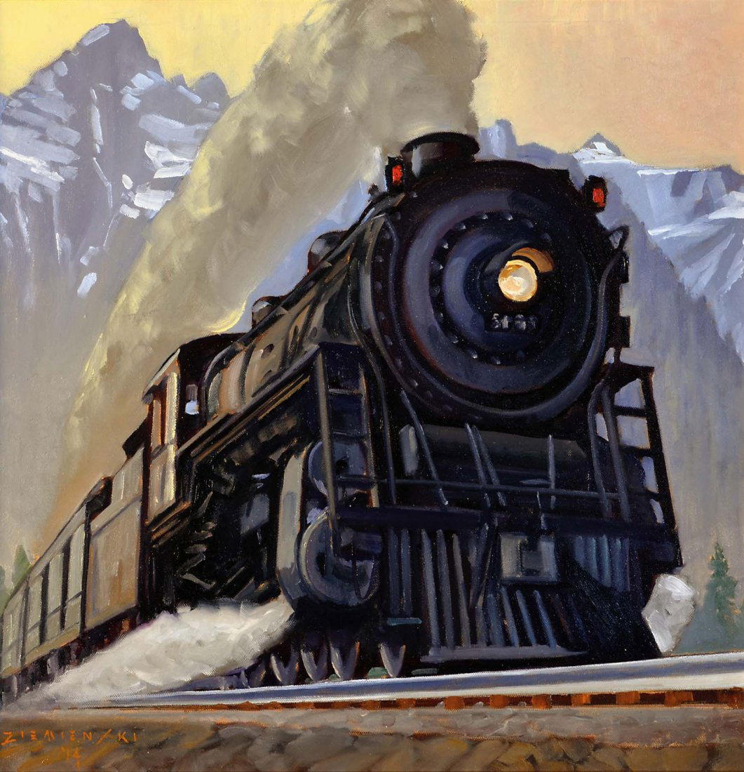 Rollin' through the Rockies: Artist: Dennis Ziemienski, Medium: oil, Size: 24 x 24