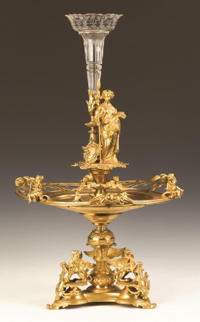 French Gilt Bronze and Cut Glass Centerpiece (1 of 2)