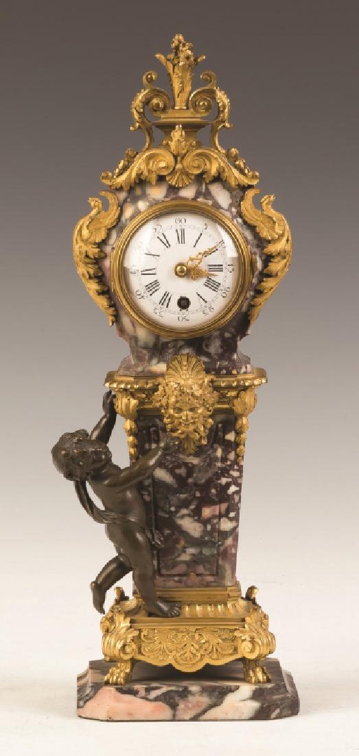French Miniature Marble and Gilt Bronze Clock (1 of 3)