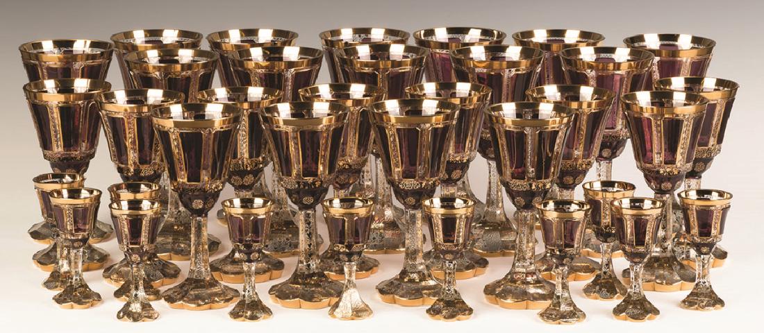Bohemian Amethyst and Gold Leaf Stemware (1 of 2)