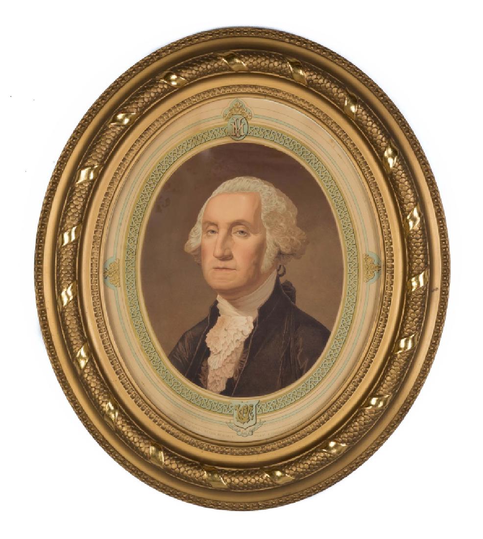 George Washington Print After Gilbert Stuart: George Washington Print After Gilbert Stuart. 19th century. 21" x 19".