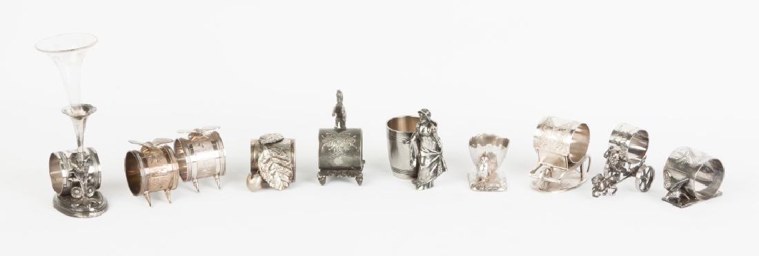10 Vintage Silver Plate Napkin Rings and Toothpick (1 of 3)