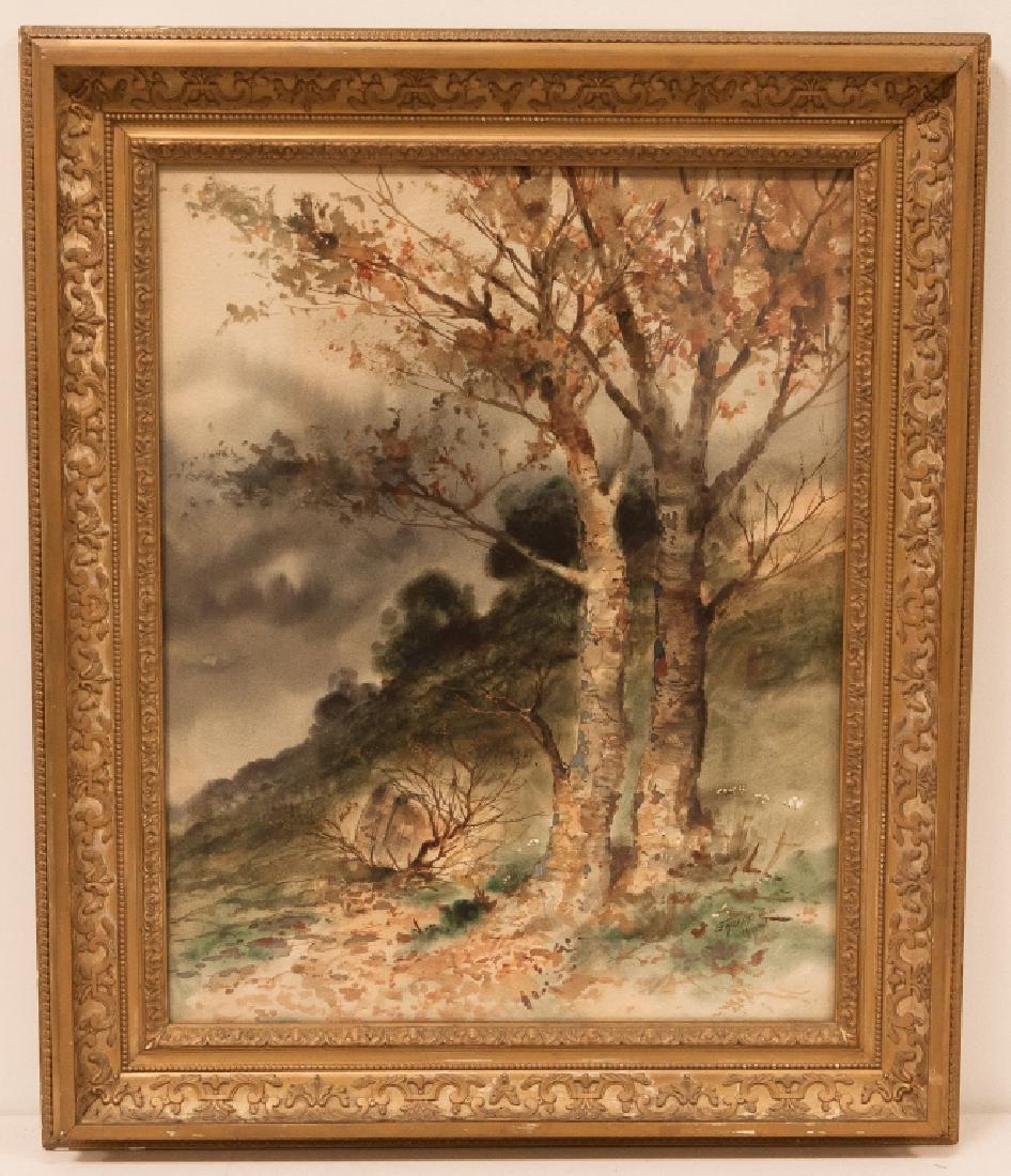 Charles Paul Gruppé (American, 1860-1940) River Birches: Charles Paul Gruppé (American, 1860-1940) River Birches. Signed, lower right. Watercolor. Sight: 21 1/4" x 16 3/4".