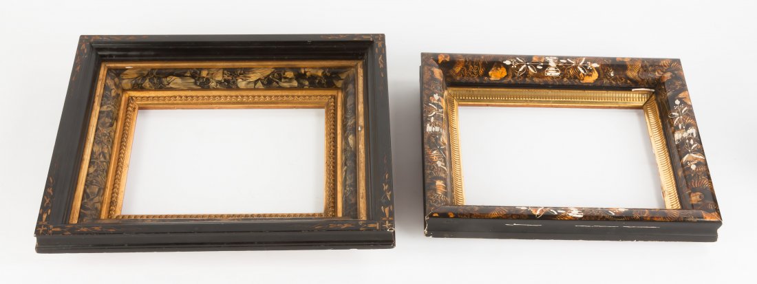 Two Victorian Hand Painted Picture Frames: Max. 13 3/4" x 15 1/2"