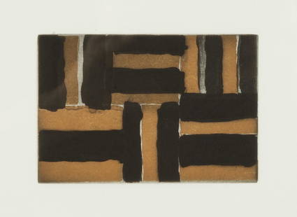 Sean Scully (American/Irish, Born 1945) "On The Beach: Sean Scully (American/Irish, Born 1945) "On The Beach At Fontana". Signed and dated lower right, '93. Edition 7/33. Etching on paper. Image: 3" x 4 1/2"; Overall 21 3/4" x 16 1/4". Kerlin Gallery, Dub