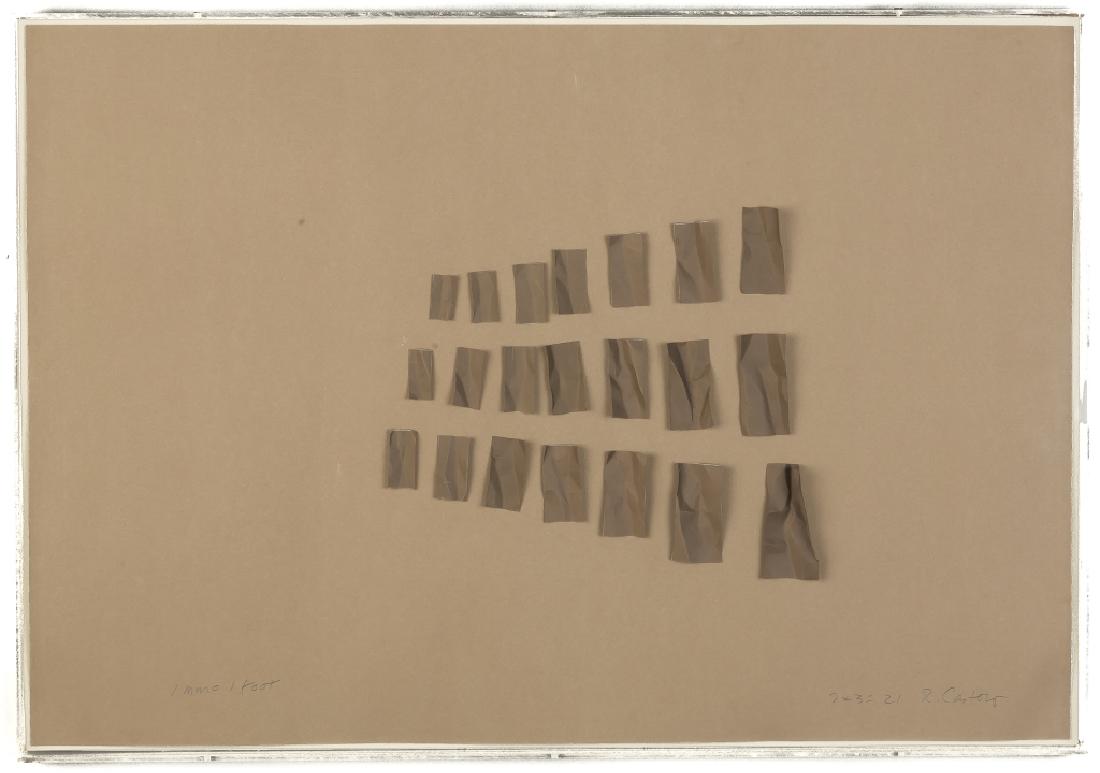 Rosemarie Castoro, (American, born 1939) Collage: Rosemarie Castoro, (American, born 1939) Collage. c. 1980. Signed lower right in pencil, R. Castoro, 7 x 3 = 21'; on left: 1mm = 1 foot. Collage on paper. 20" x 28 1/2". Purchased directly from the ar
