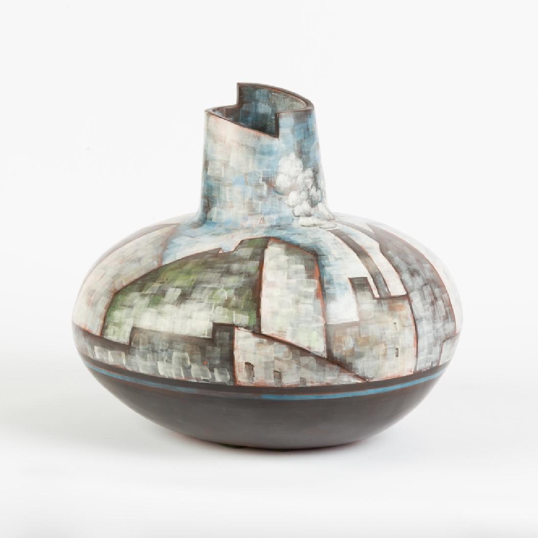 Lidya Buzio (American, 1948-2014) Rooftop Vessel: Lidya Buzio (American, 1948-2014) Rooftop Vessel. c. 1984. Signed. Ht. 11" Dia. 12". Garth Clark Gallery. Estate of Annette McGuire Cravens, Buffalo, NY.