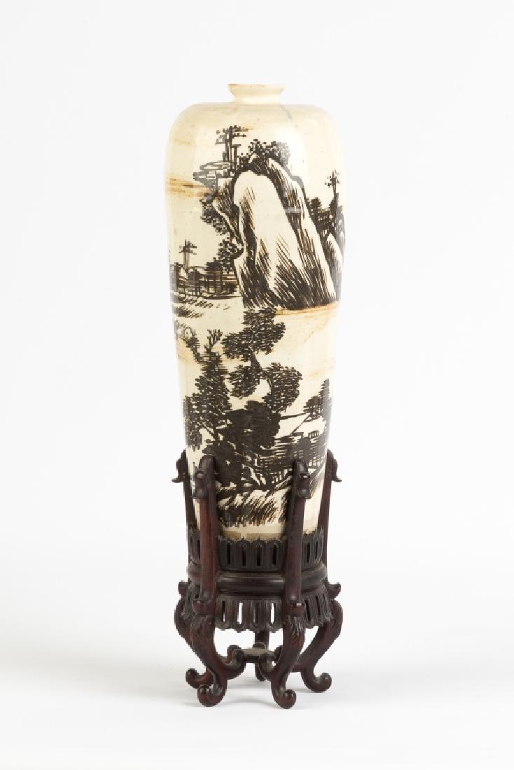 Chinese Stoneware Vase with Landscape (1 of 2)
