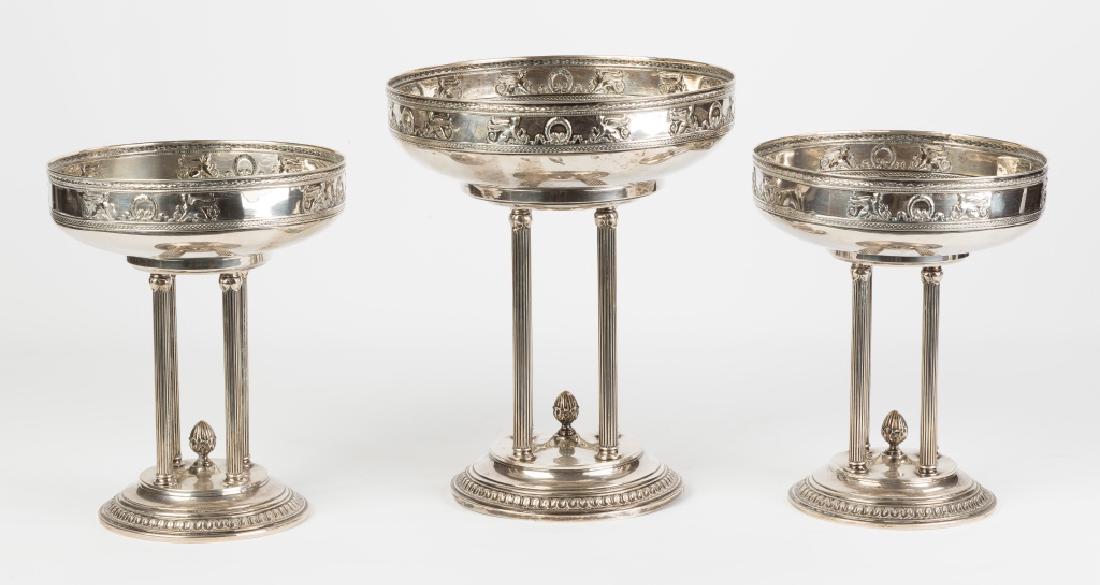 Three Judaica Silver Compotes with Pillars and Relief (1 of 4)