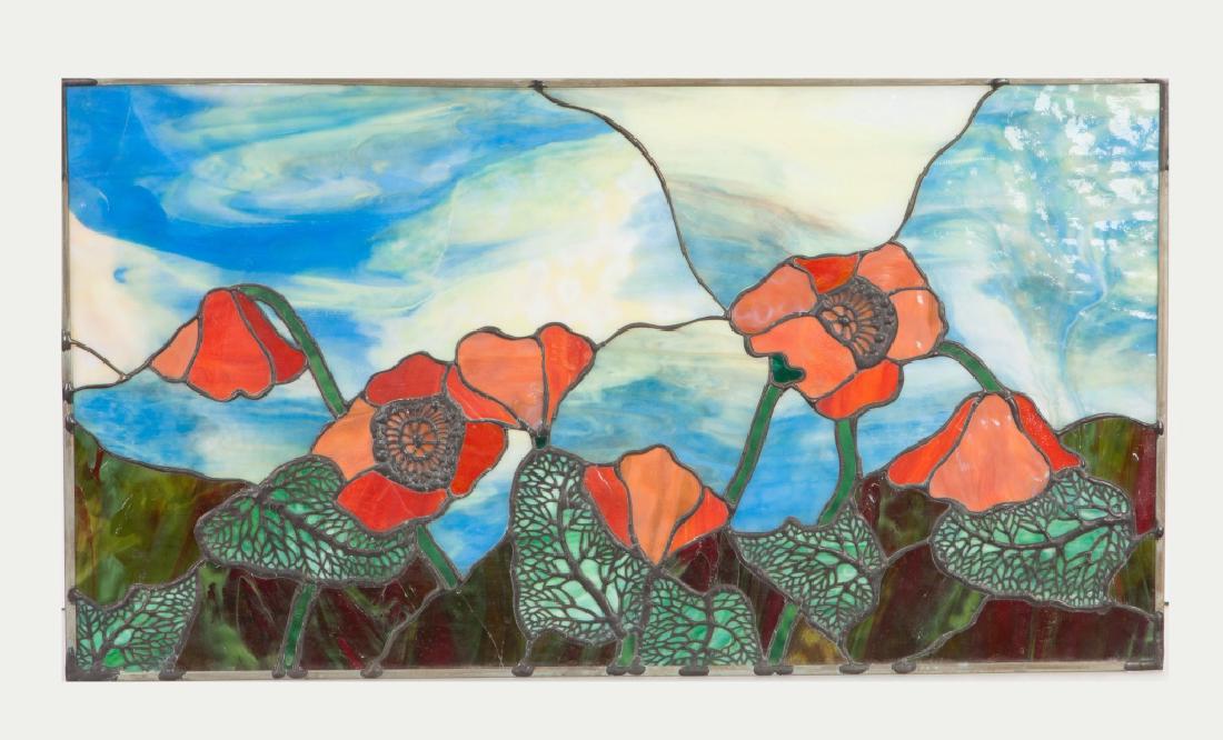 Leaded Glass Panel with Poppies (1 of 1)
