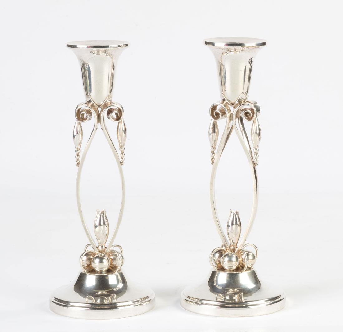 Style of Georg Jensen Sterling Silver Candlesticks (1 of 2)