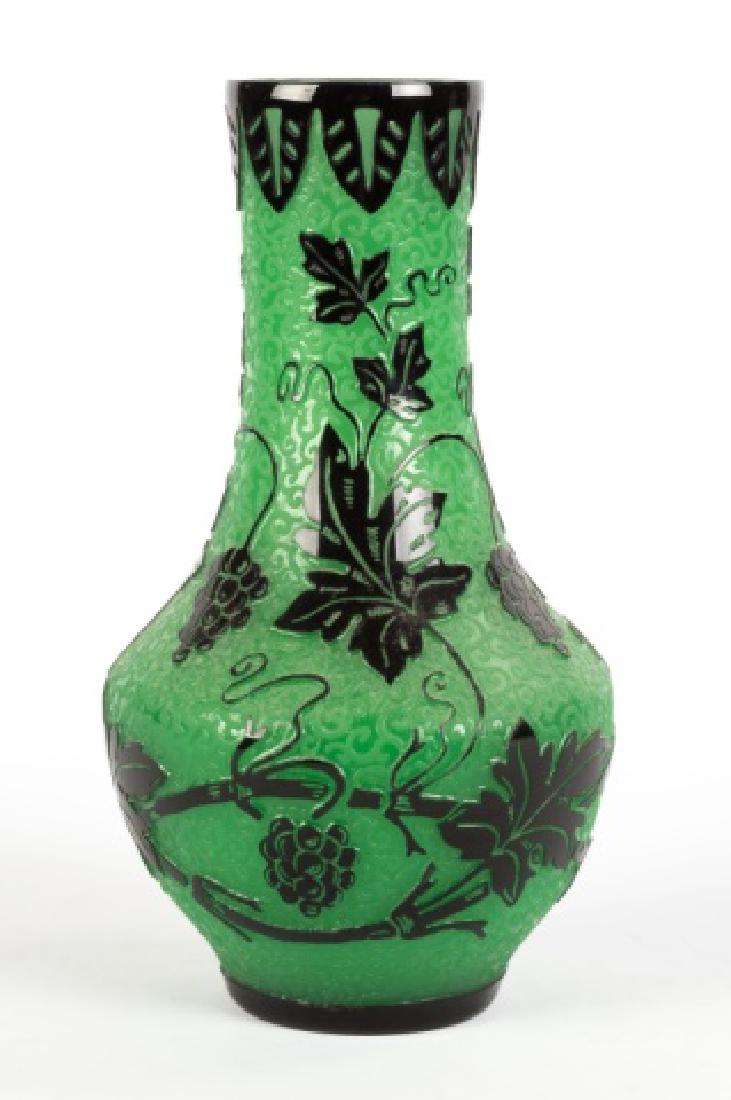 Steuben Mirror Black Over Jade Acid Cutback Vase (1 of 2)