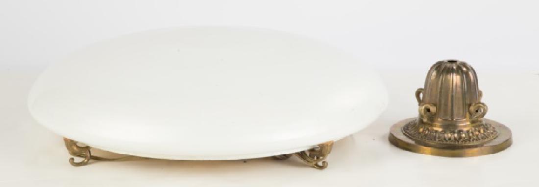 Steuben Calcite Hanging Dome with Hardware: Steuben Calcite Hanging Dome with Hardware Ht. 4" Dia. 18".