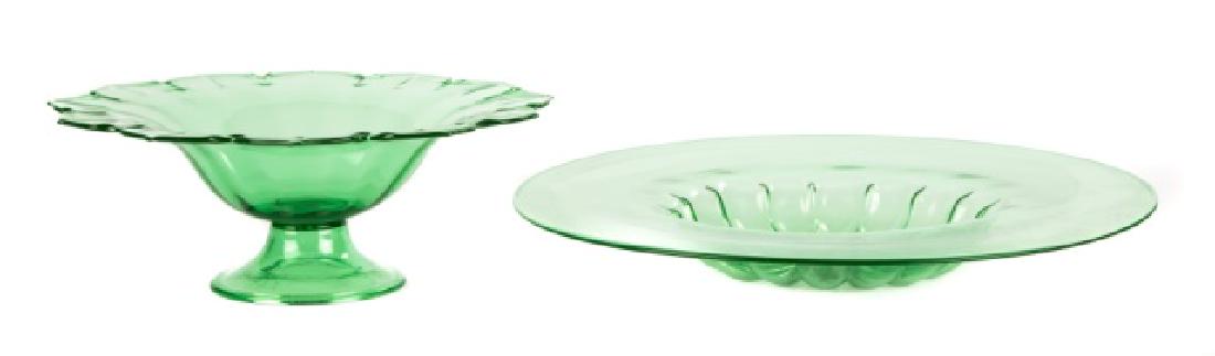 Steuben Pomano Green Footed Compote & Center Bowl (1 of 1)