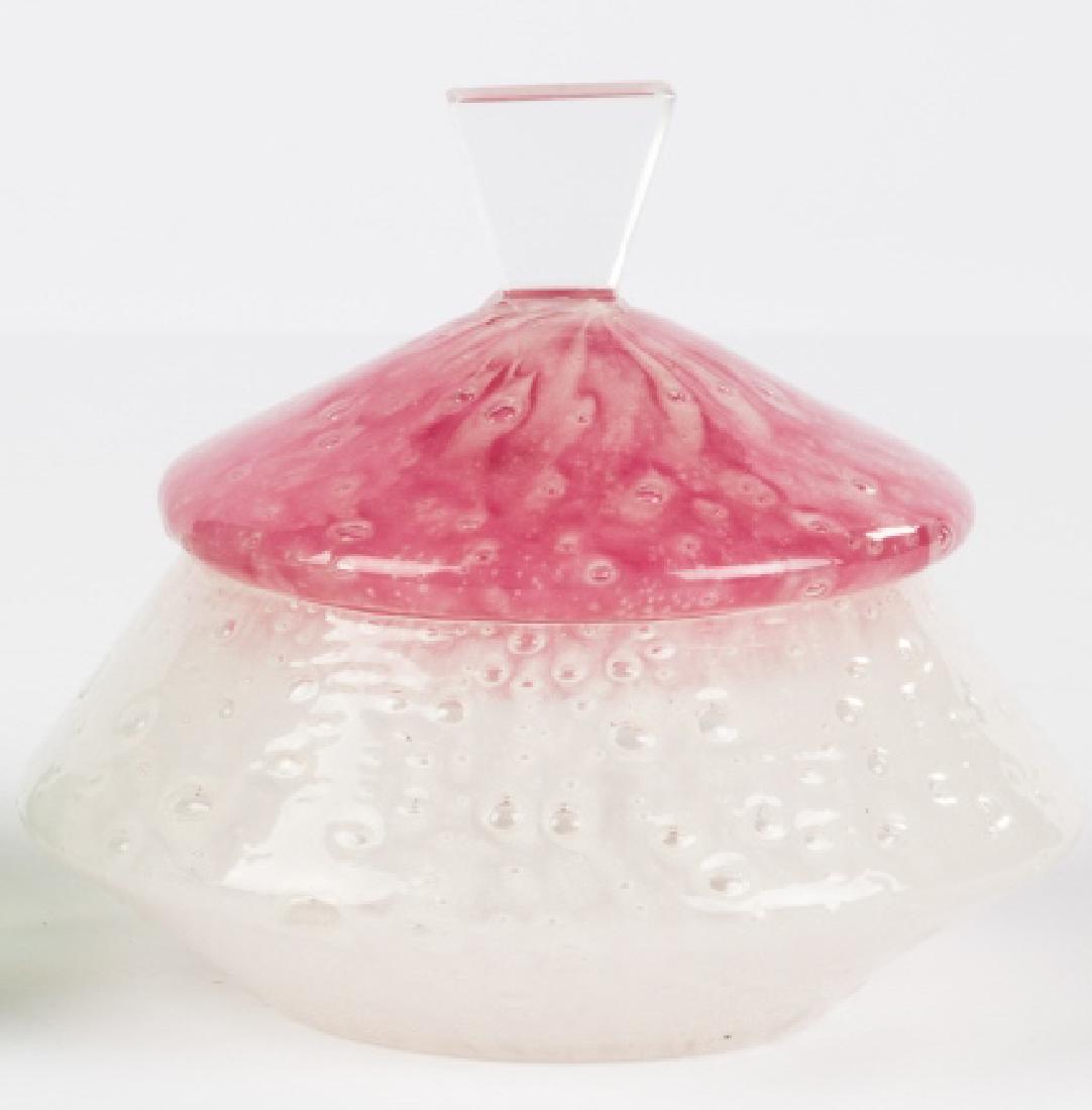 Steuben Pink and White Cluthra Covered Jar (1 of 1)