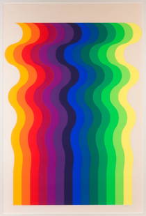 Julio Le Parc (Argentinian, born 1928) "Grand Vague": 1960. Lithograph. Signed and numbered 'LeParc 68/200'. Sight: 39" x 26".