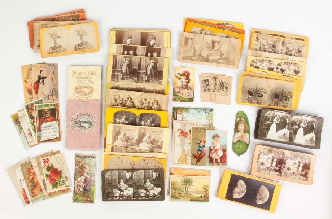 Group of Vintage Stereography & Advertisements: Group of Vintage Stereography & Advertisements Max 6" x 8".