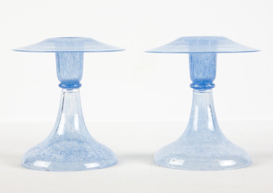 Pair of Steuben Blue Cintra Candlesticks (1 of 1)