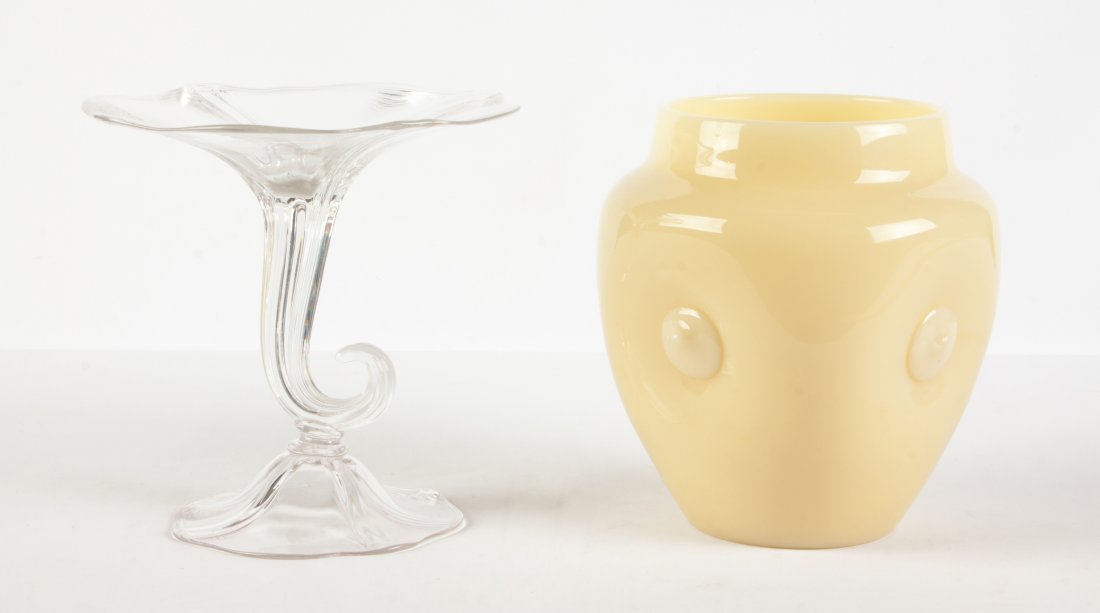 Carder Steuben Ivory Vase & Crystal Compote (1 of 1)