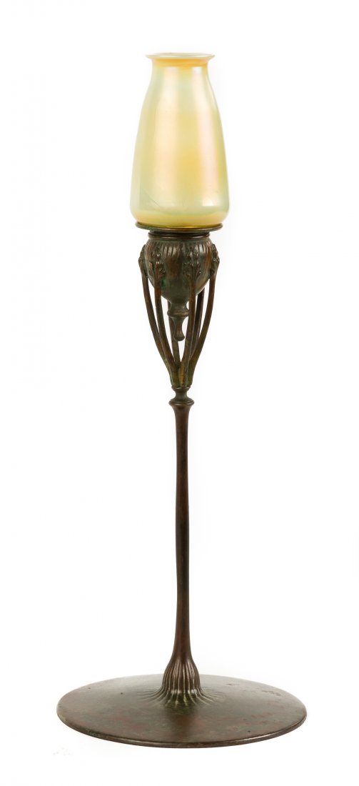 Tiffany Studios, NY Bronze Candlelamp (1 of 3)