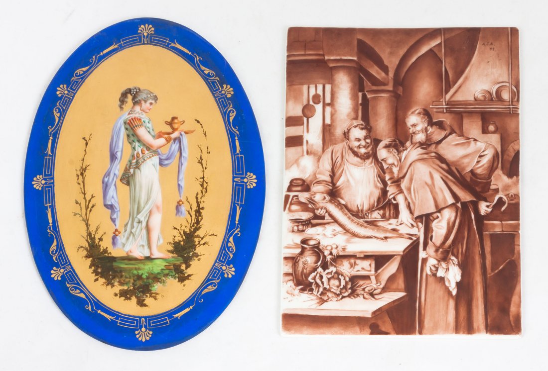 Two German Hand Painted Porcelain Plaques (1 of 2)